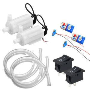 [Pack of 2] Waterproof Mini water Project DC Pump 3-9v complete kit with Switch, 9v and pipe