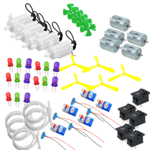 [PACK of 5] Water Pump, DC battery, Pipe, Switch, DC motor , fan small, fan big, LED