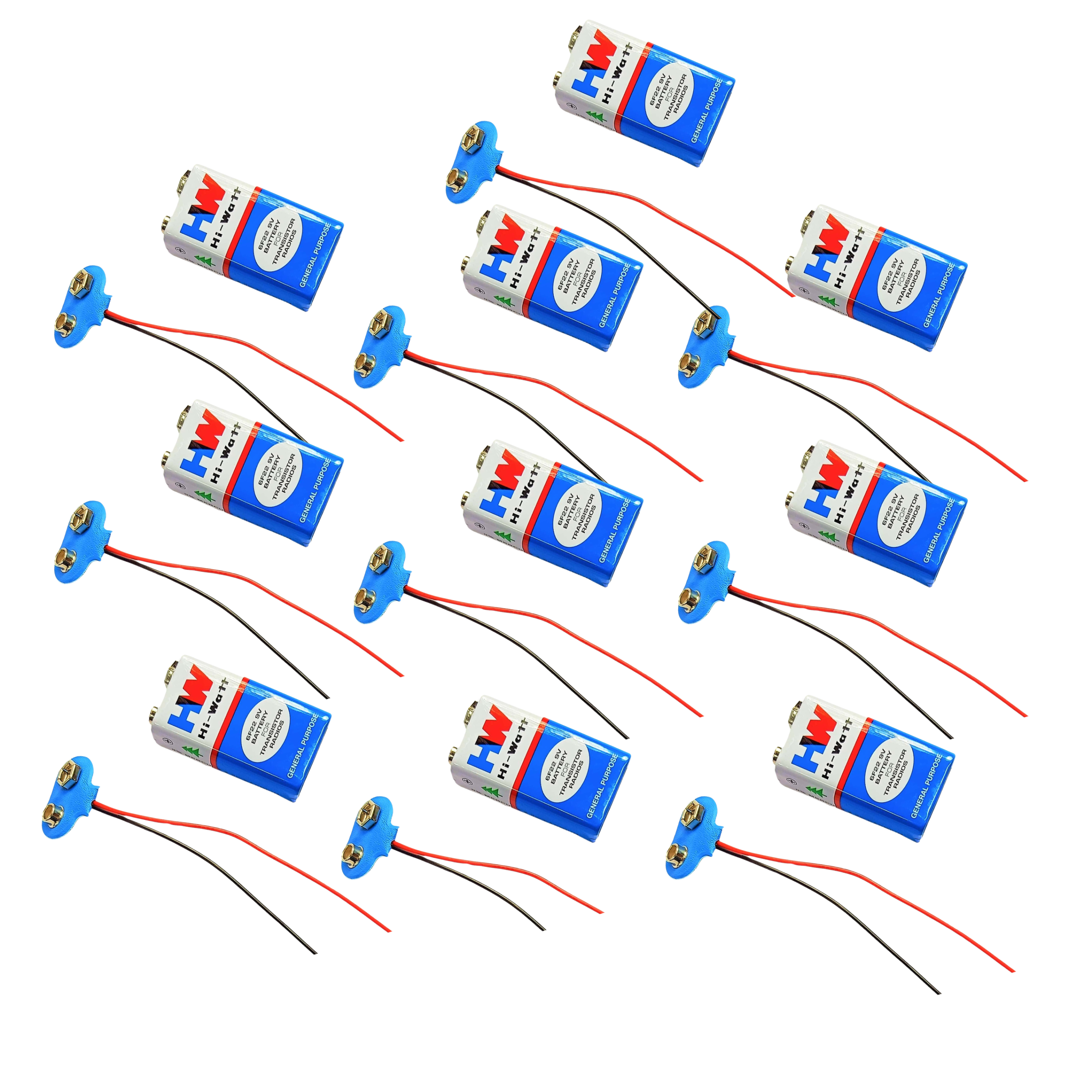 COMBO Of 9v Battery And 9V Battery Connector (Pack of 10)