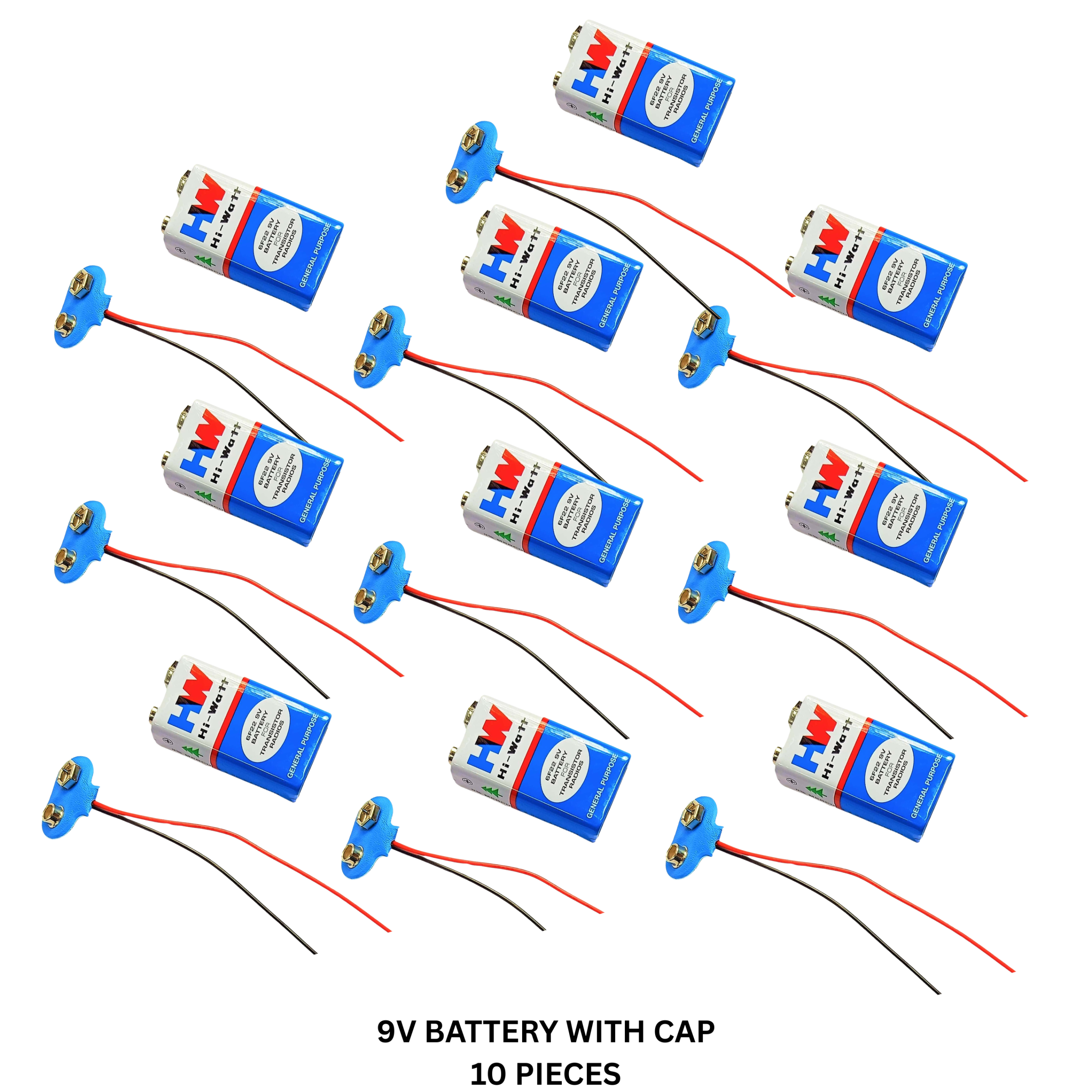 COMBO Of 9v Battery And 9V Battery Connector (Pack of 10)
