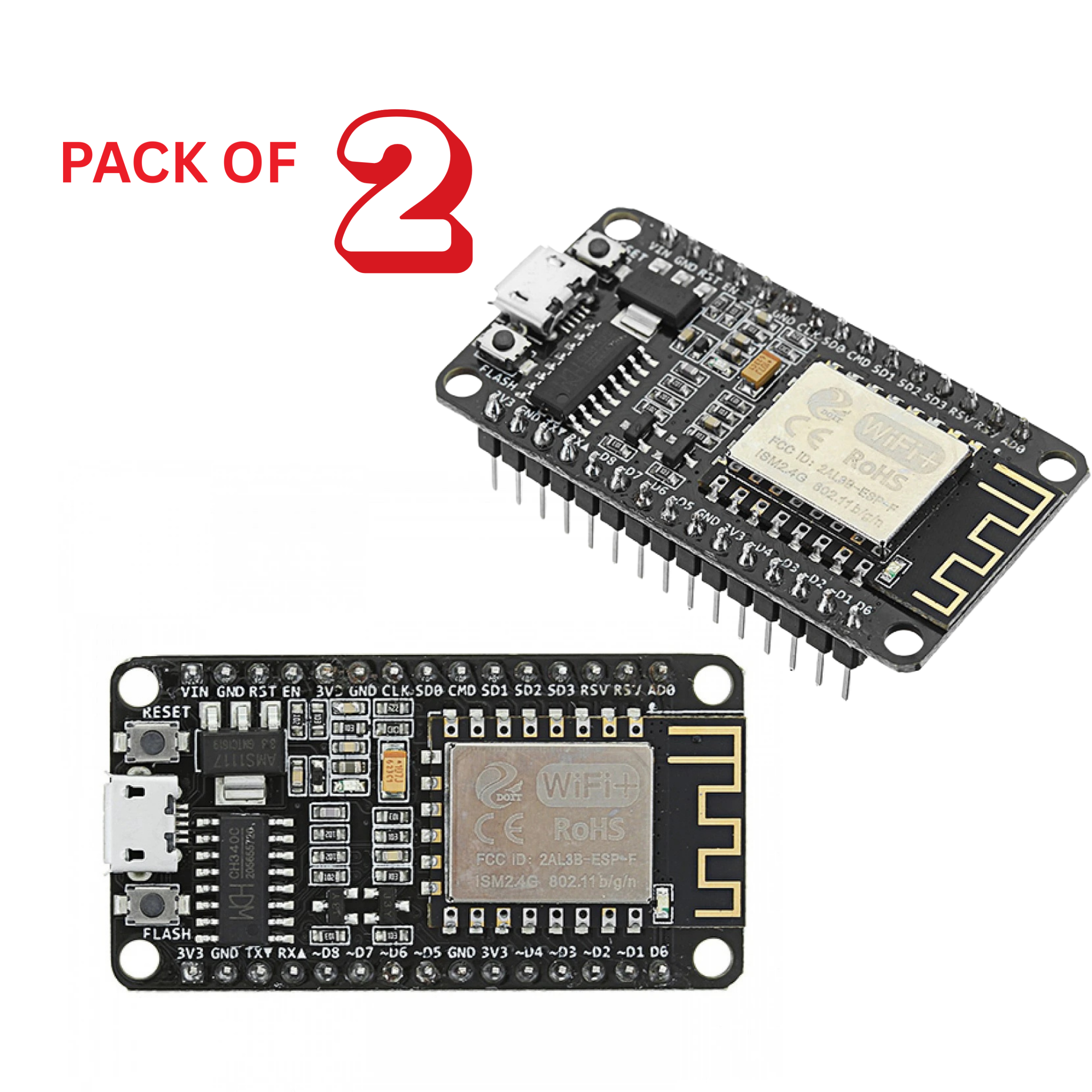 NodeMcu ESP8266 CH340 Wifi Development Board (Pack of 2)